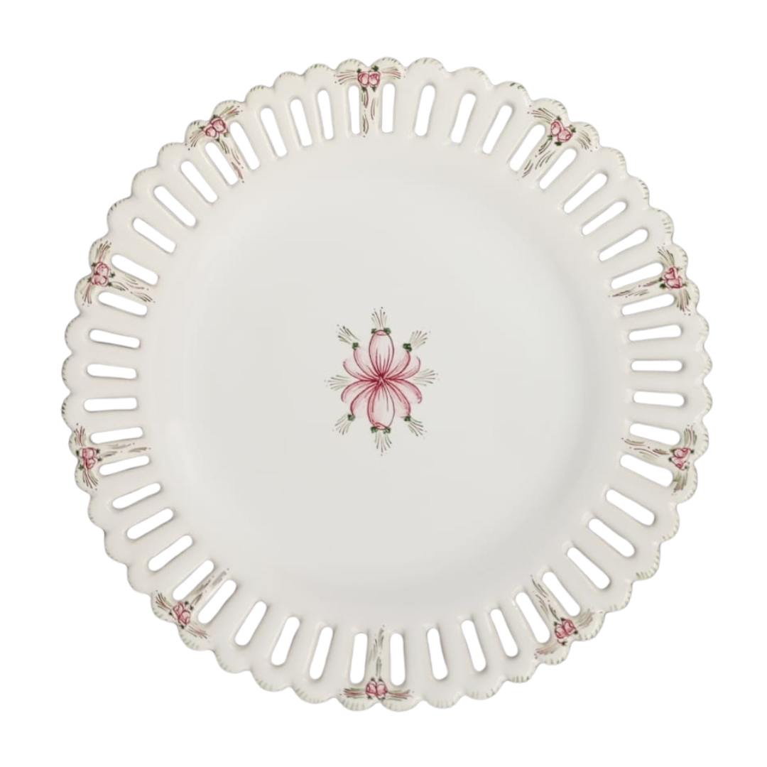 Bourg-Joly openwork cake stand on a low foot with Romantique 5 decor
