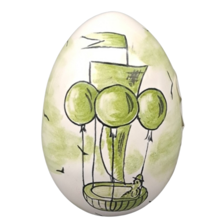 Egg with Montgolfière Ballon de Lana hand painted decoration in green