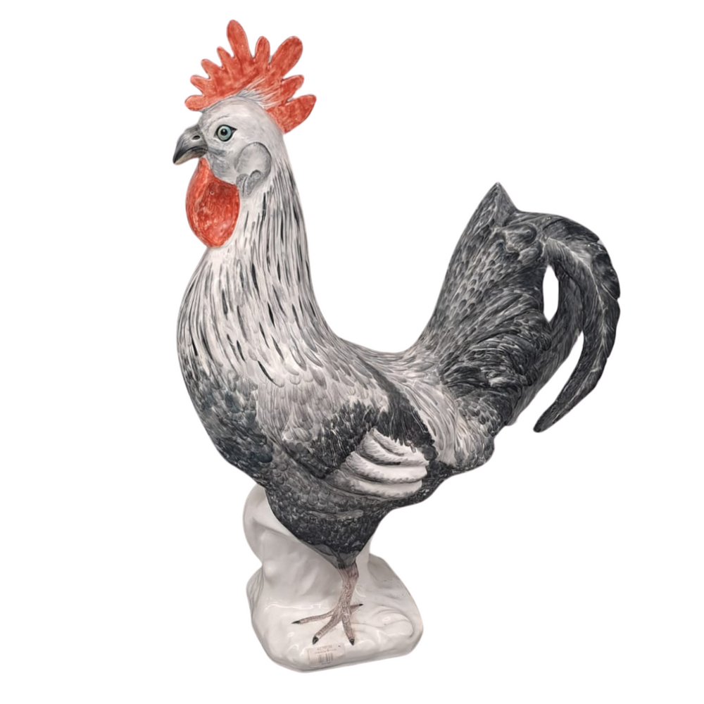 Hand painted grey black Grand Cockerel Maxi Le Rois du Bois BJM