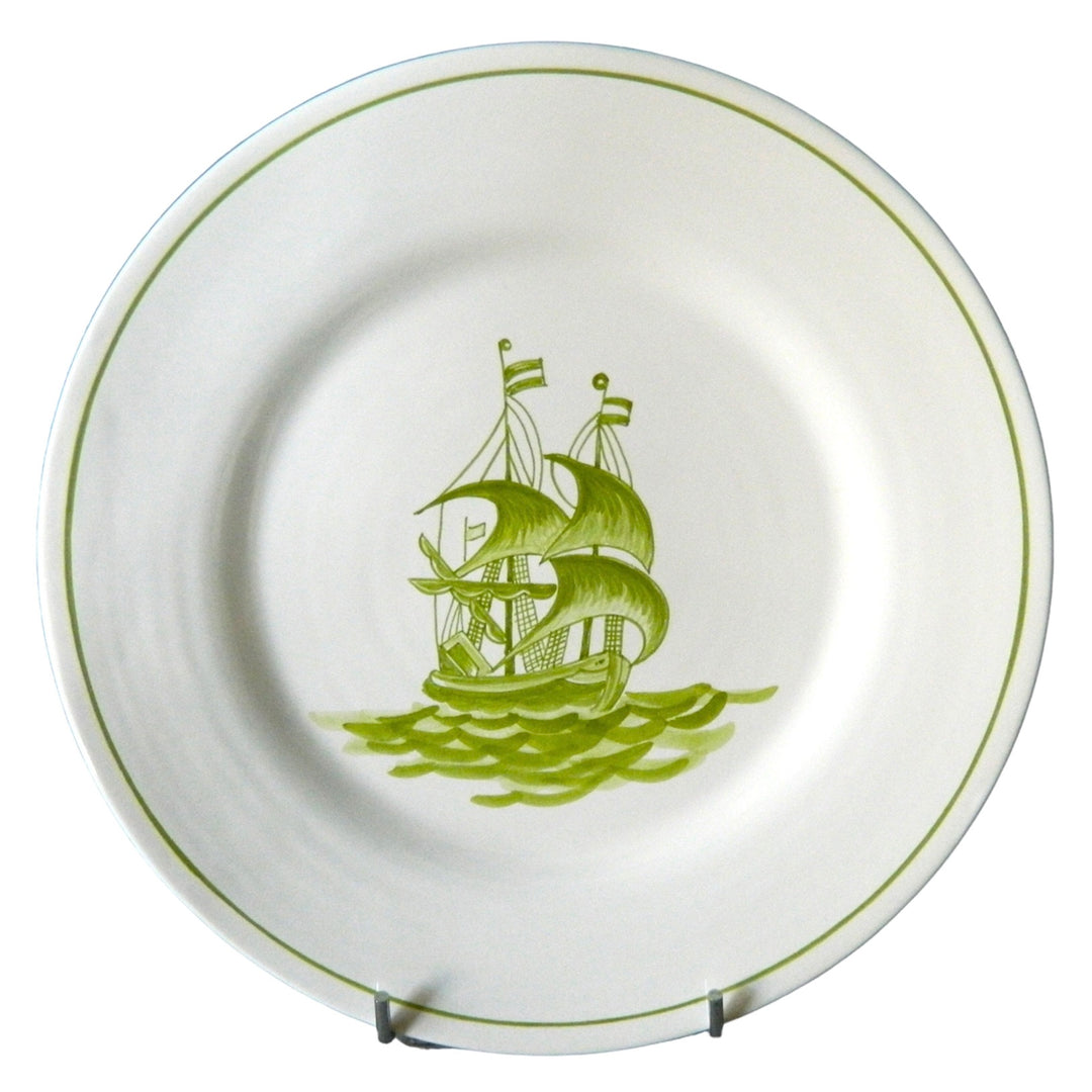 Boat 3 green boat motif Plain Rim plate
