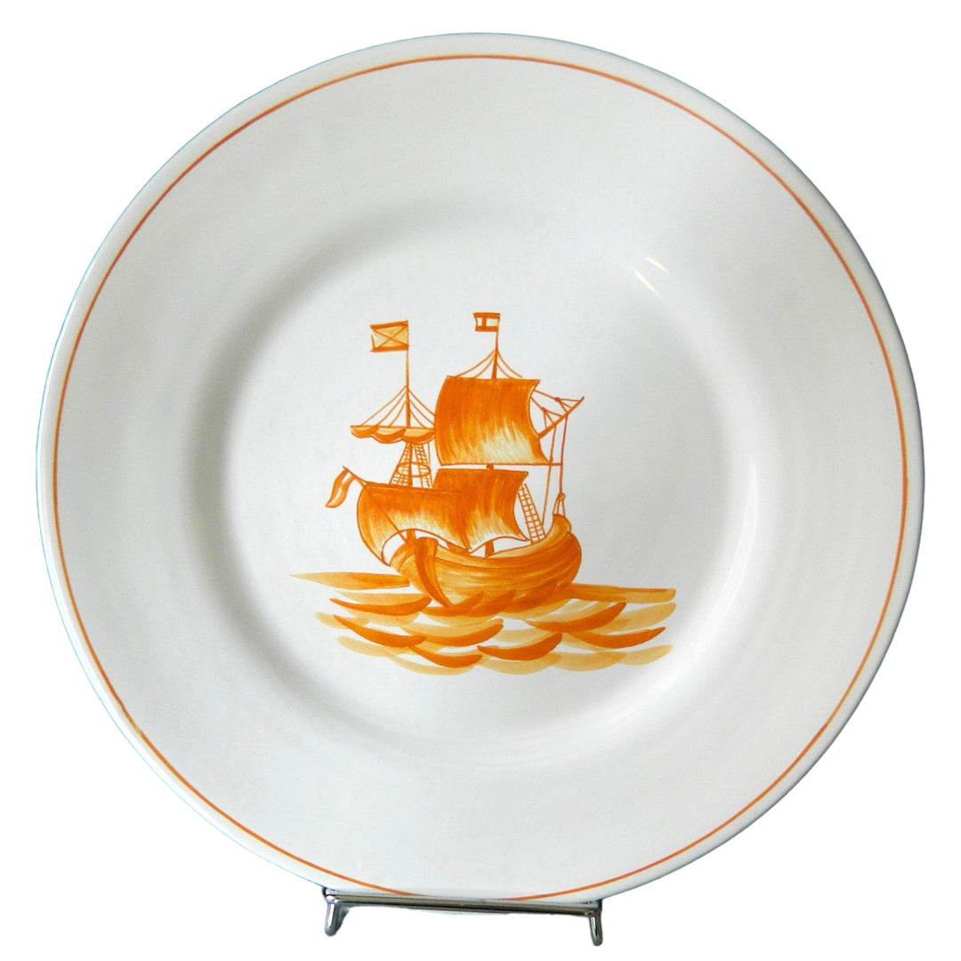 Boat 4 orange boat motif Plain Rim plate