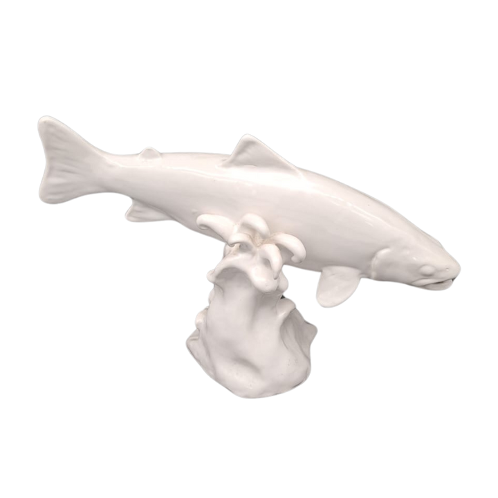 White earthenware Pouplard Trout on a base