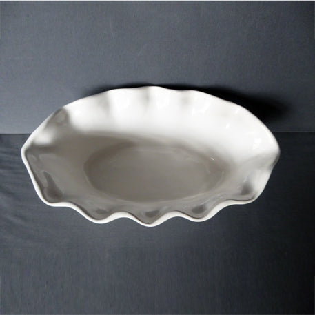 Oval scalloped planter with hand painted Rouen decoration