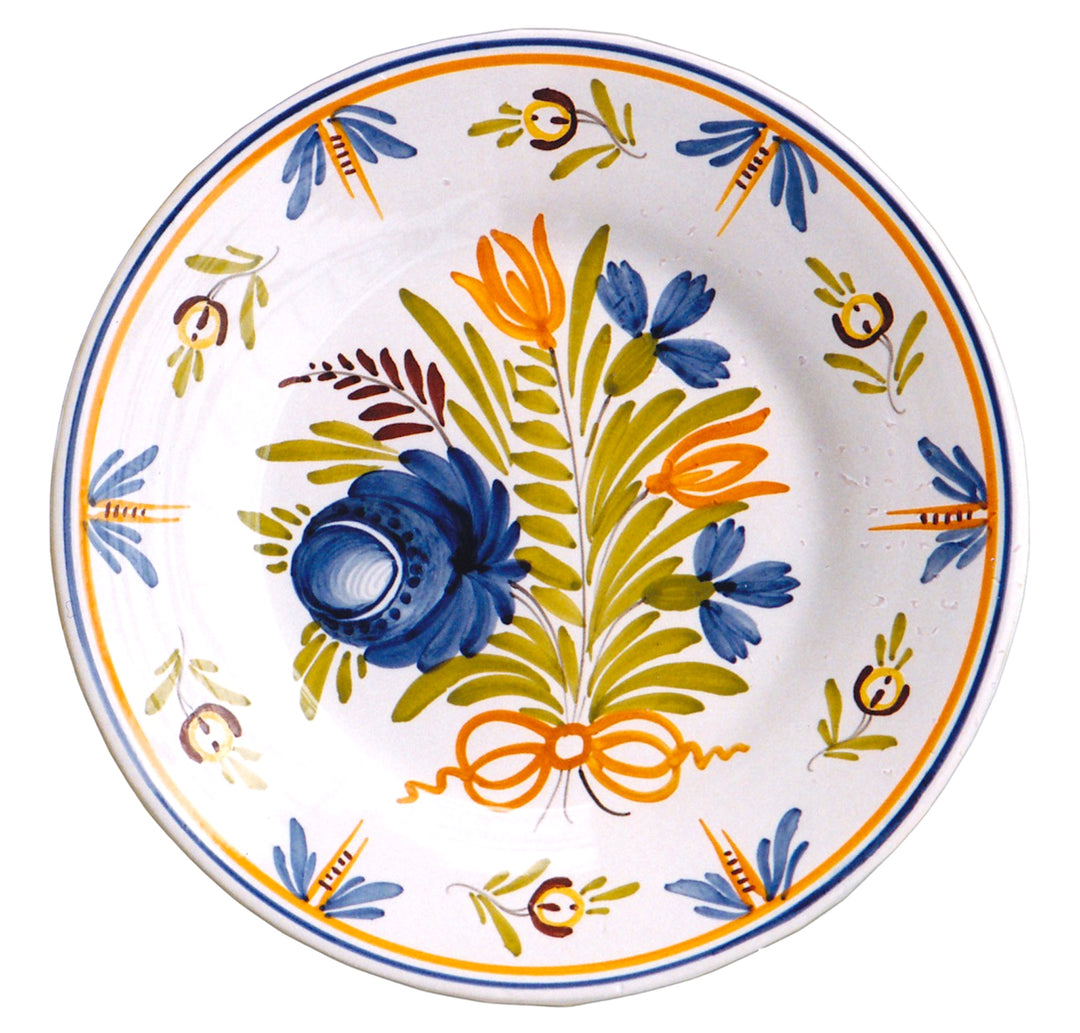 Plain Rim Plate with Antique Flowers 1 hand painted decoration