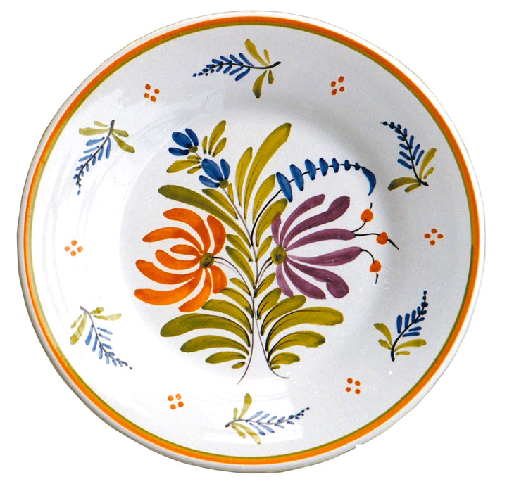 Plain Rim Plate with Antique Flowers 2 hand painted decoration