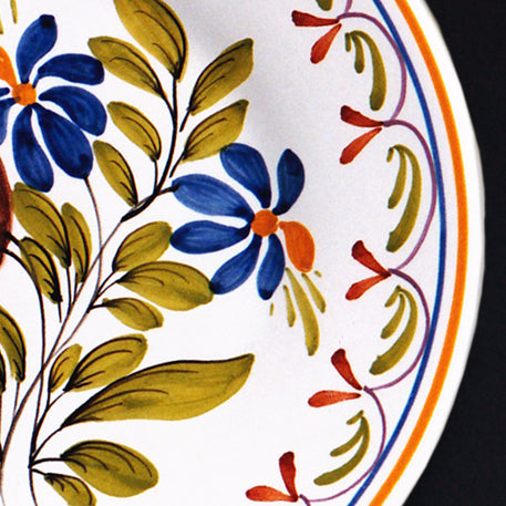 Plain Rim Plate with Antique Flowers 89 hand painted decoration