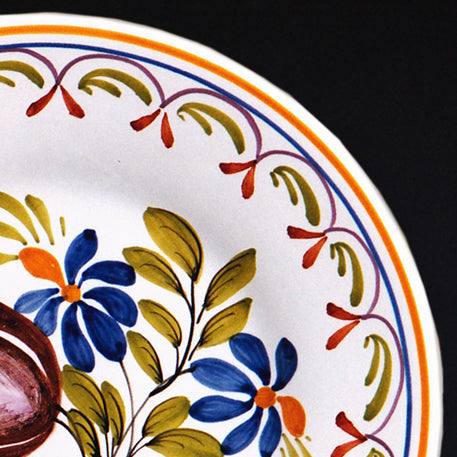 Plain Rim Plate with Antique Flowers 89 hand painted decoration