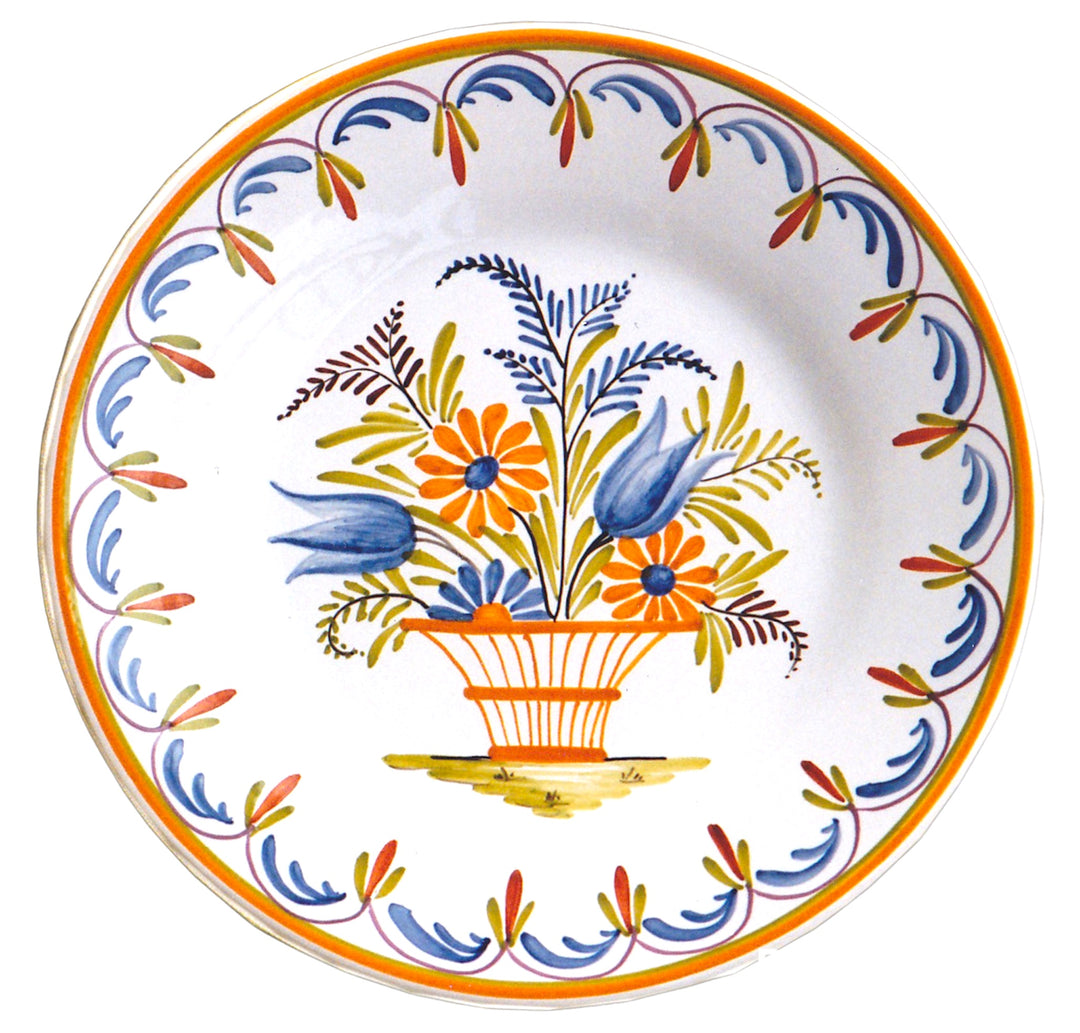 Plain Rim Plate with Antique Flowers 91 hand painted decoration