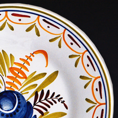 Plain Rim Plate with Antique Flowers 92 hand painted decoration