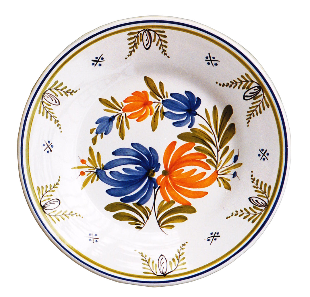 Plain Rim Plate with Antique Flowers 93 hand painted decoration
