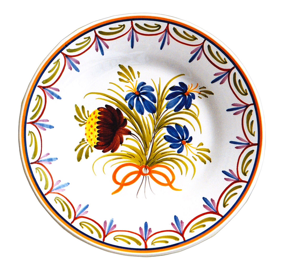 Plain Rim Plate with Antique Flowers 98 hand painted decoration