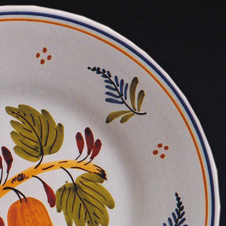 Plain Rim plate with Antique Fruits 2 hand painted decoration