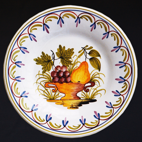 Plain Rim plate with Antique Fruits 80 hand painted decoration