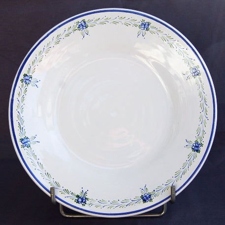 Plain Rim plate with Romantique 6 Blue Green hand painted decoration