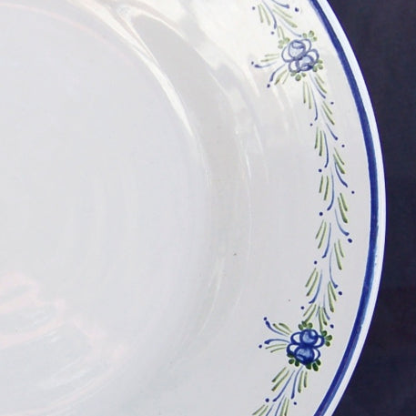 Plain Rim plate with Romantique 6 Blue Green hand painted decoration