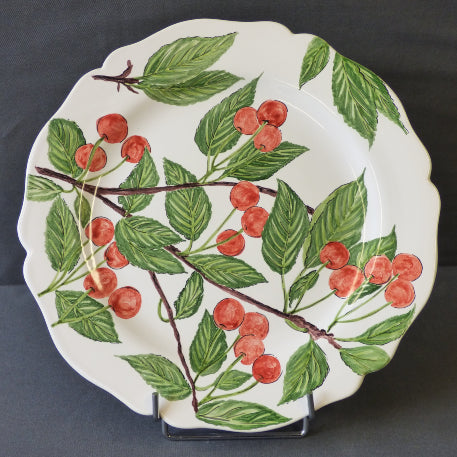 Feston Plate with hand painted Pouplard Cerise decoration