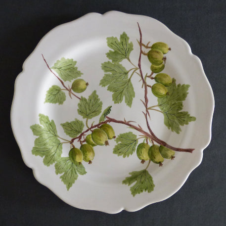 Feston Plate with hand painted Pouplard Groseille à maquereau decoration