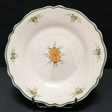 Feston plate with Romantique 7 Orange Green hand painted decoration