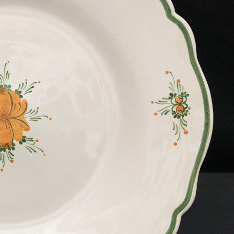 Feston plate with Romantique 7 Orange Green hand painted decoration