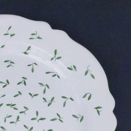 Feston plate with Semis Green hand painted decoration