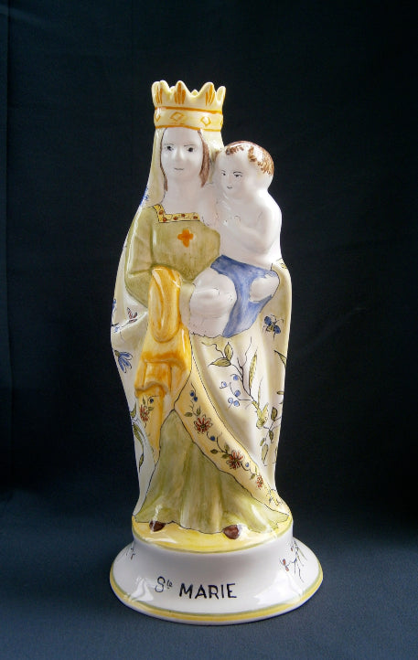 Earthenware Virgin of Childbirth with St-Omer hand painted decoration