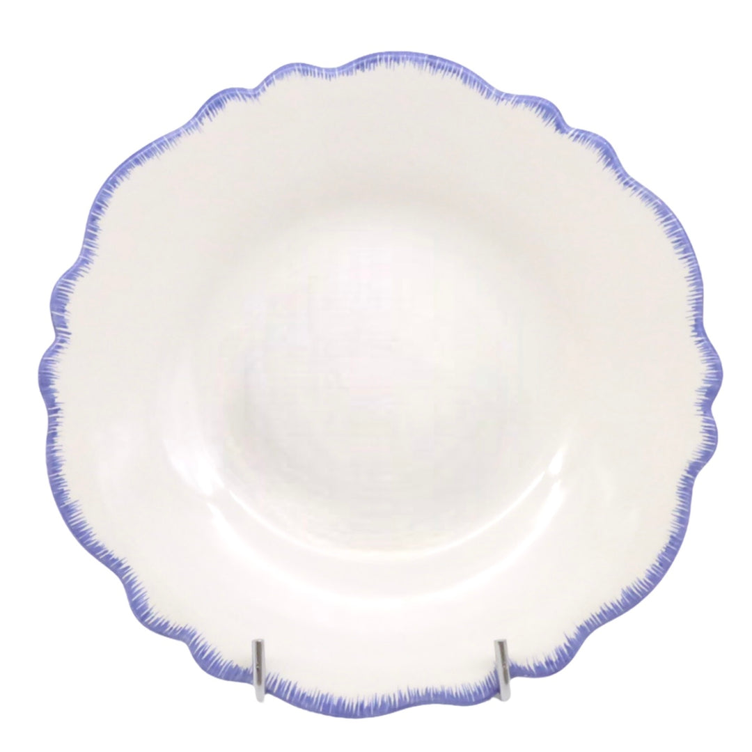Scalloped edge Feston plate with hand painted brushwork edge decoration
