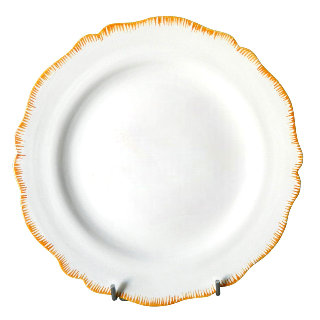 Scalloped edge Feston plate with hand painted brushwork edge decoration