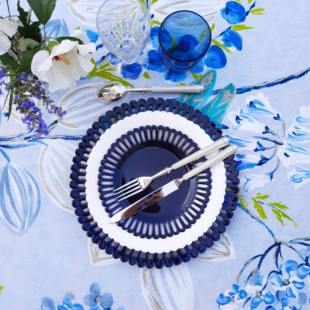 Straight openwork Bourg-Joly plate in navy blue