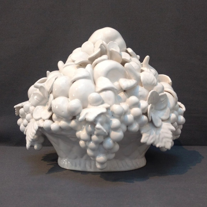 White fruits oval basket fruit  sculpture