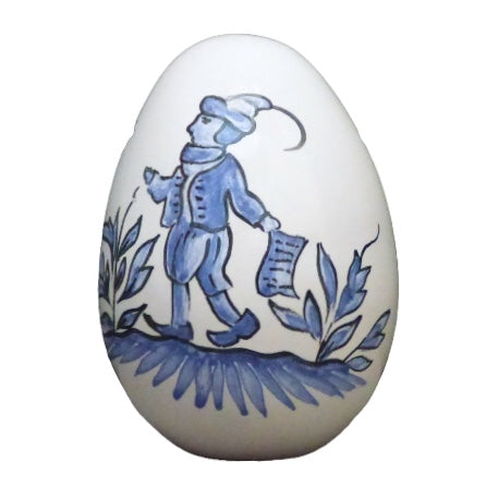 Egg with Moustiers monochrome blue hand painted decoration