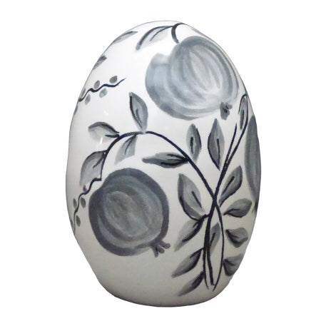 Egg with Antique Fruits monochrome grey hand painted decoration