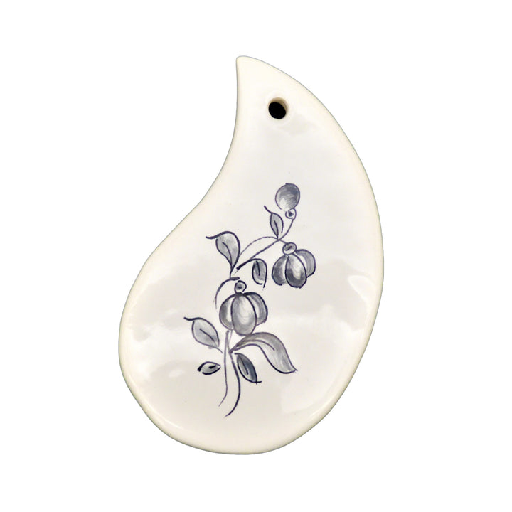 Earthenware Virgule ornament with hand painted decoration