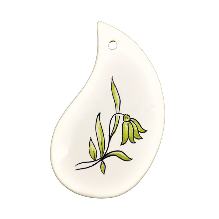 Earthenware Virgule ornament with hand painted decoration