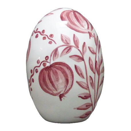Egg with Antique Fruits monochrome raspberry hand painted decoration