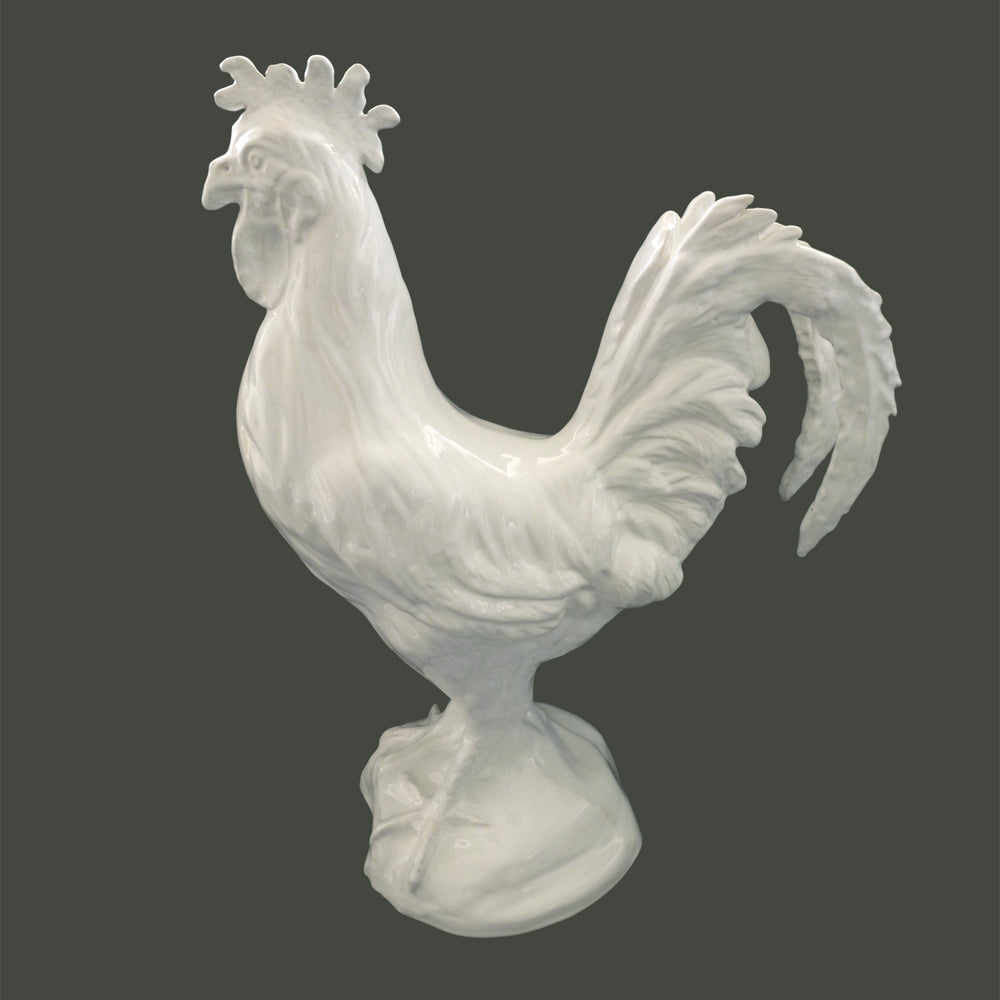 White earthenware Grand Cockerel Maxi Le Rois du Bois