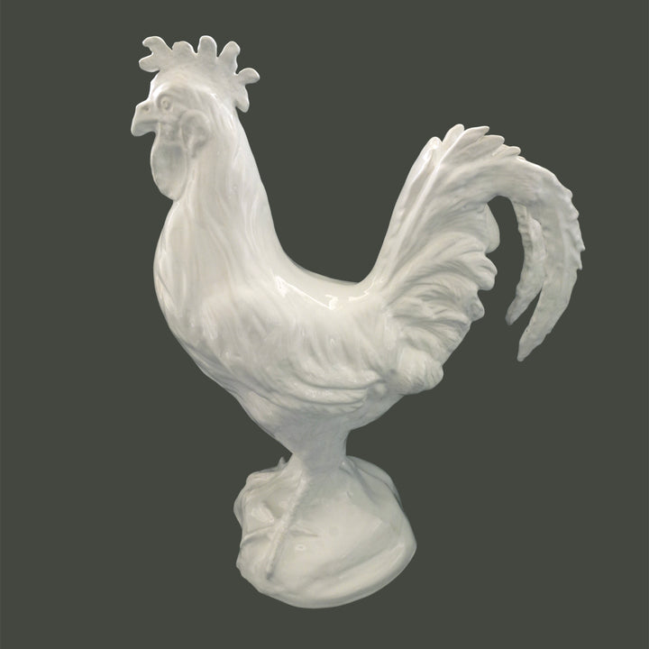 White earthenware Grand Cockerel Maxi Le Rois du Bois