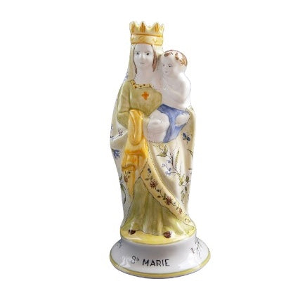Earthenware Virgin of Childbirth with St-Omer hand painted decoration