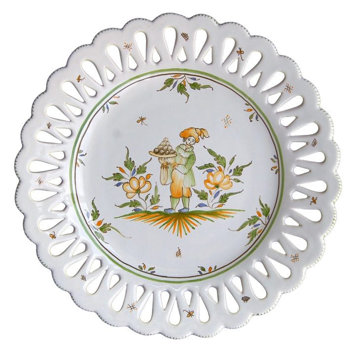 Openwork Chevet plate with hand painted decoration Moustiers 5